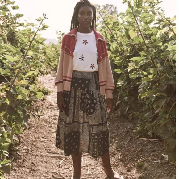 NEW The Great. The Ranch Cardigan Zip Sweater Nude Red Sz 1 S - Picture 2 of 11